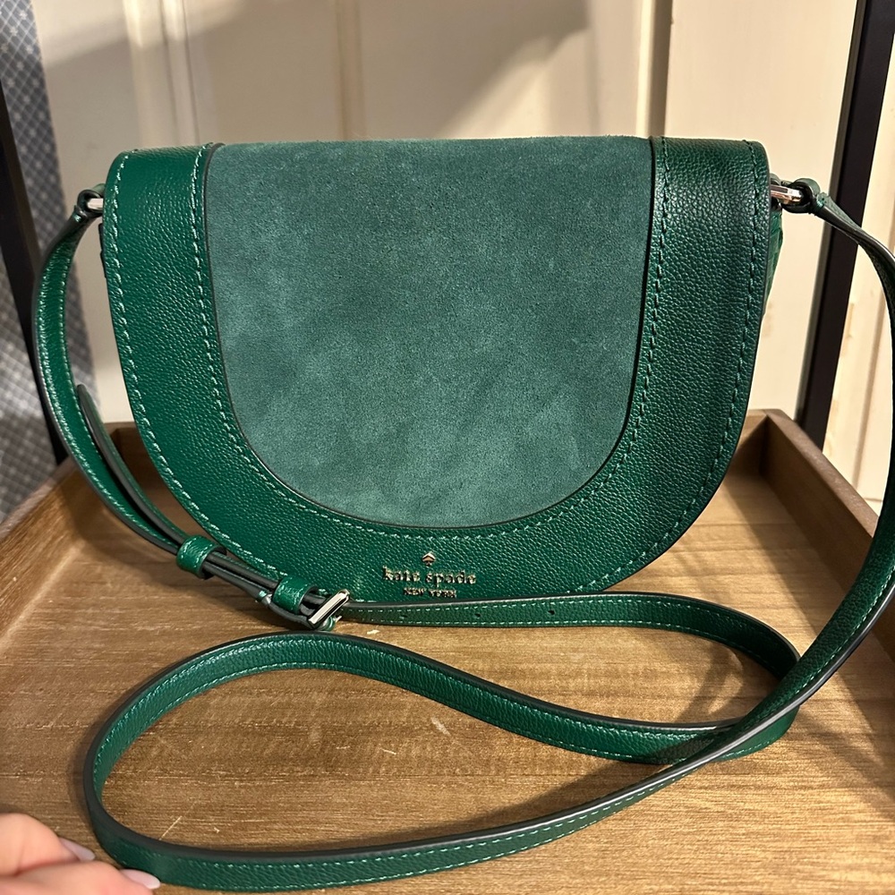 Kate Spade Green Leather & Suede Crossbody Bag
